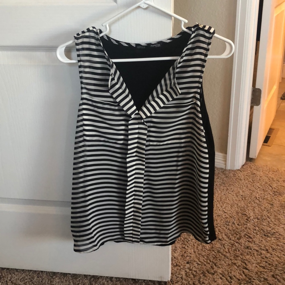 Black and white striped tank top